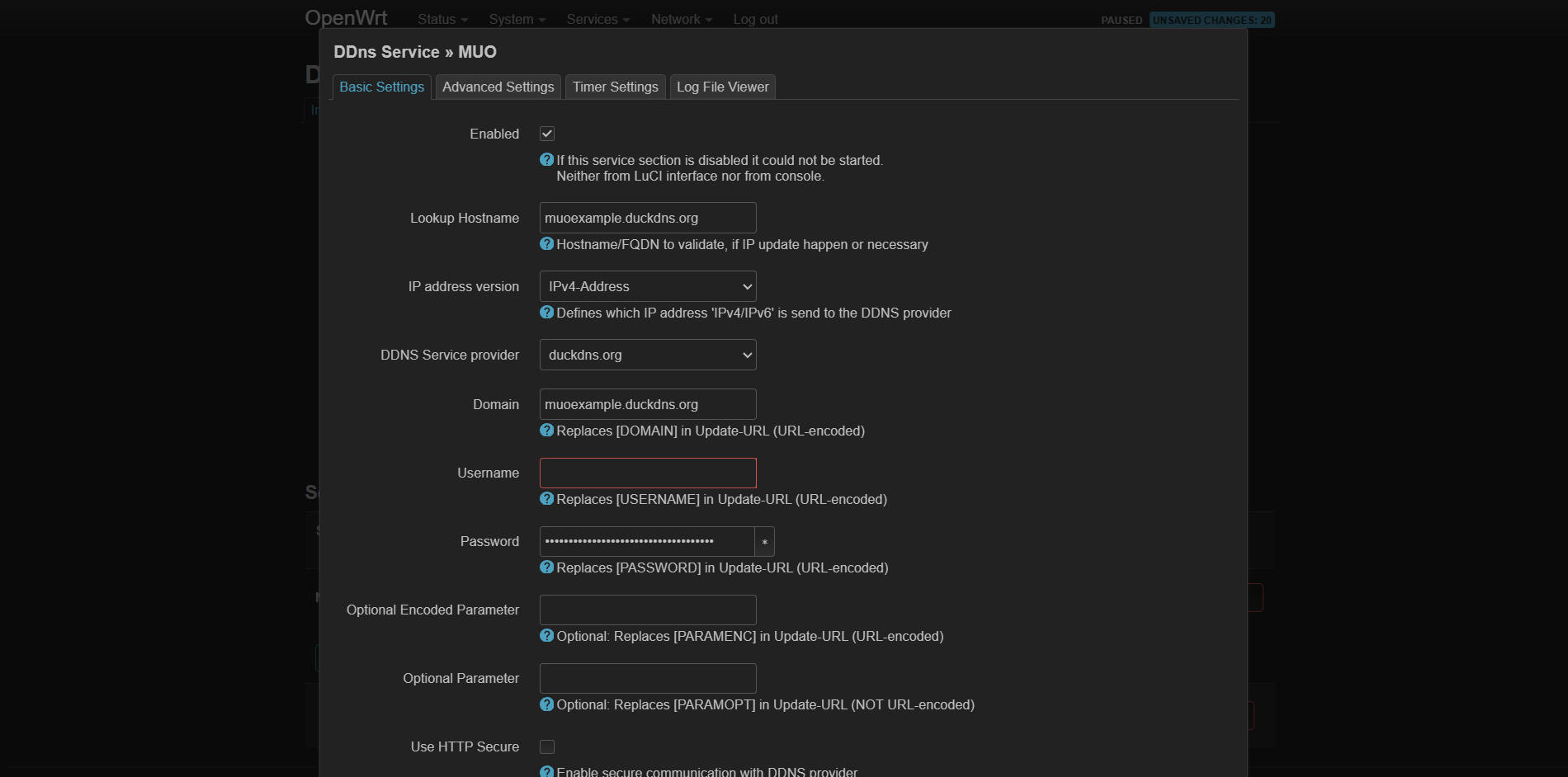 Конфигурация DDNS в OpenWrt