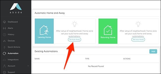 Кнопка Set Auto Away для начала настройки автопостановки