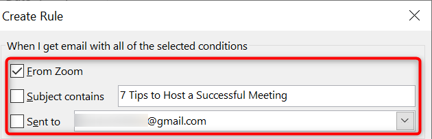 Окно с деталями правила и заполненными полями.