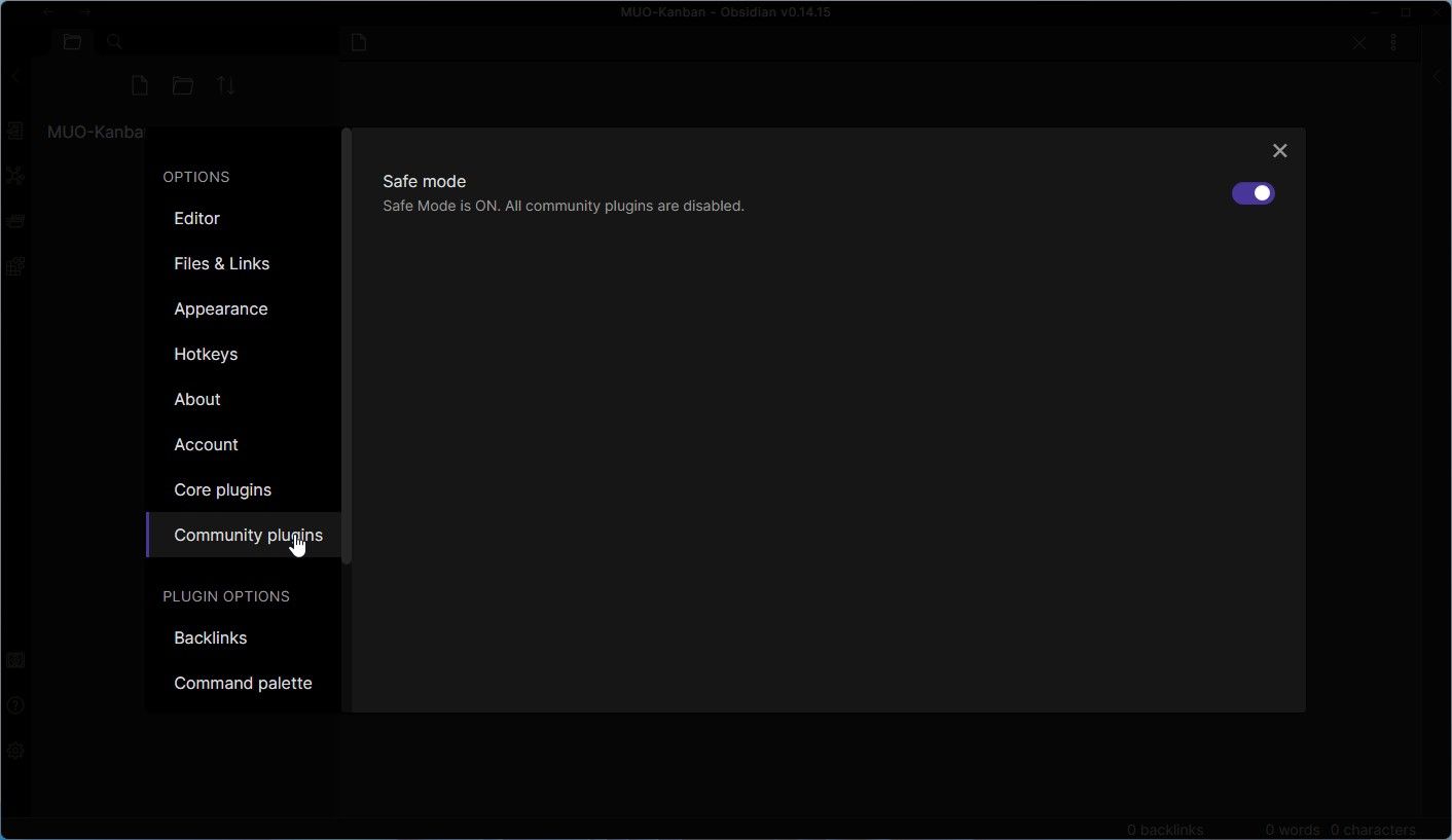 Страница Community plugins в Obsidian