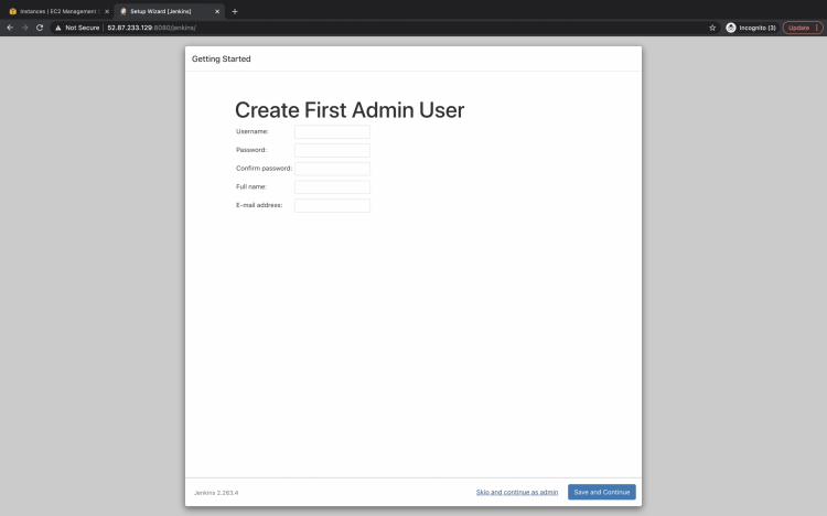 Создание/пропуск создания администратора Jenkins