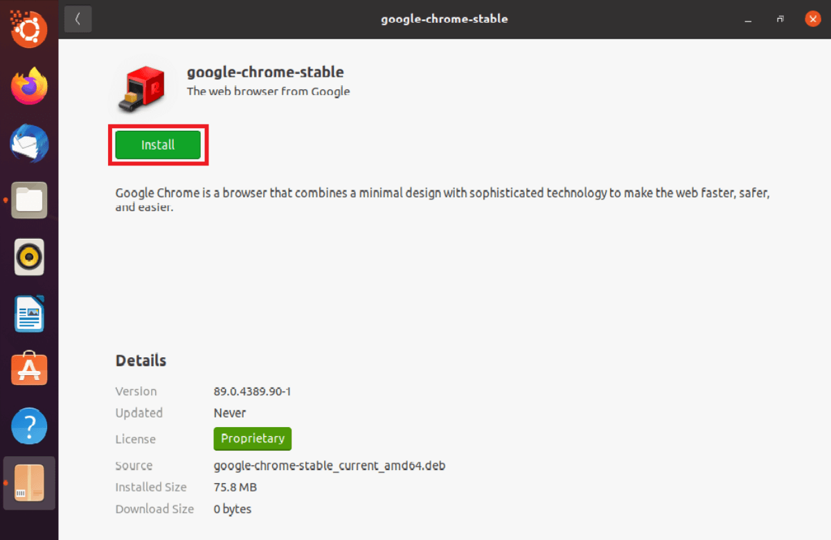 Установка Chrome через Центр приложений