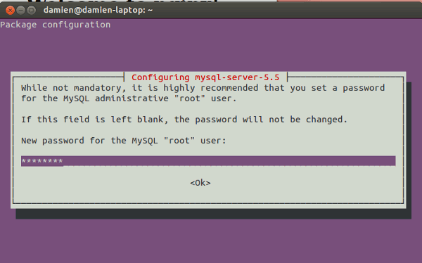 Запрос пароля root при установке MySQL