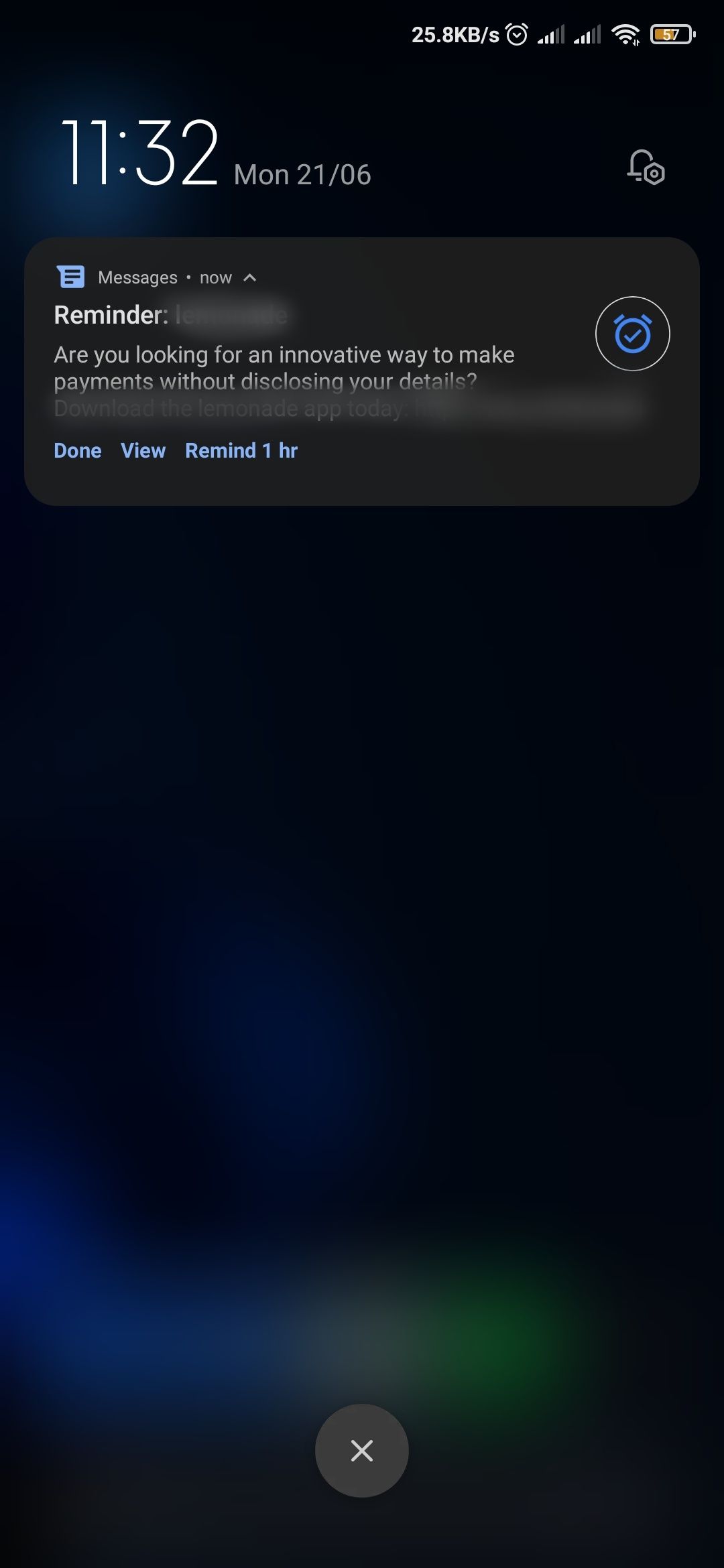 Пример напоминания в приложении Google Messages