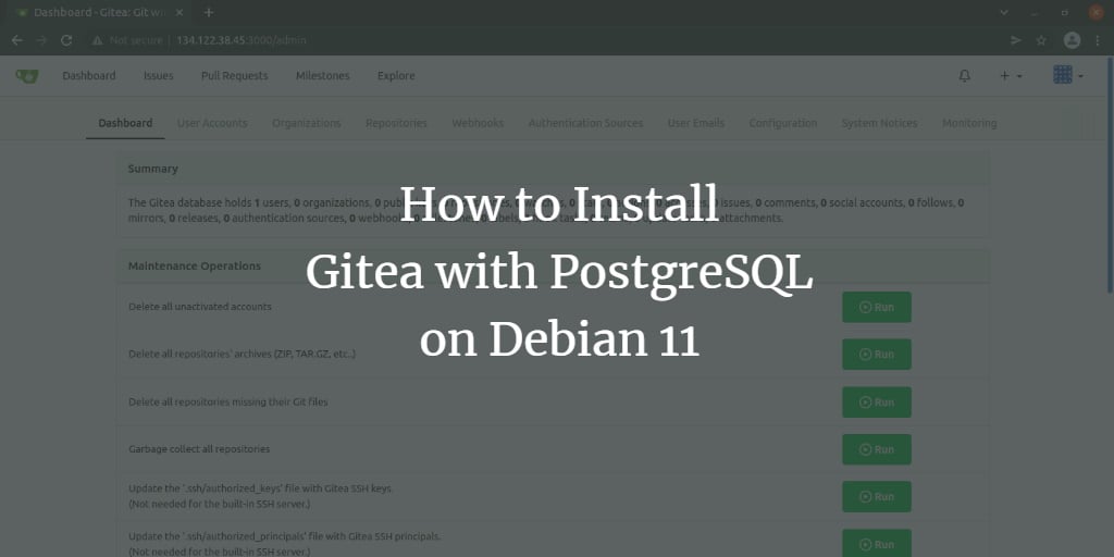 Установка Gitea на Debian 11 с PostgreSQL