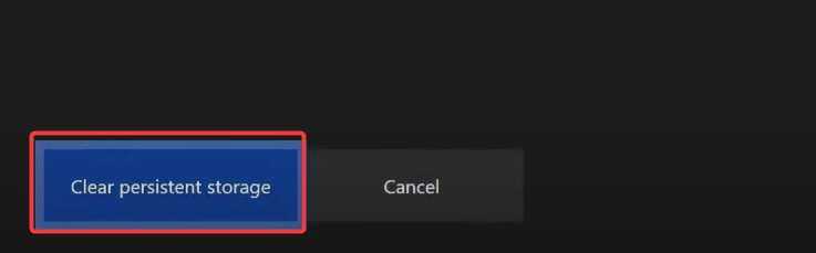 Кнопка Очистить постоянное хранилище