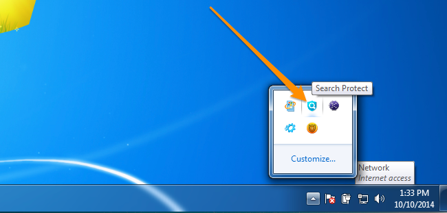 Панель Search Protect в системном трее