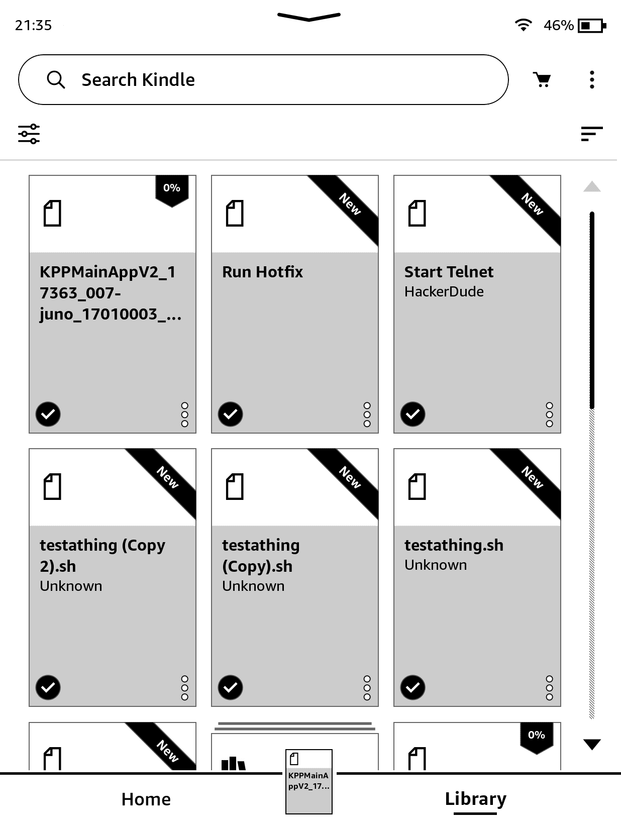 Экран Kindle: запуск Run Hotfix.