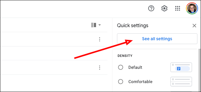 Выберите «Просмотреть все настройки» в Gmail