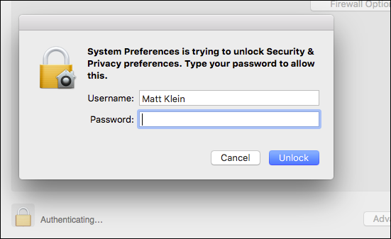 Диалог разблокировки настроек с замком и полем пароля