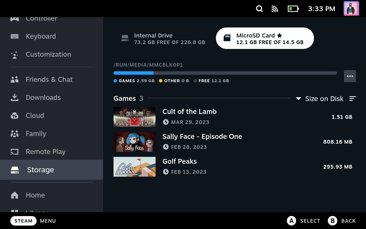 Lista de jogos armazenados no microSD