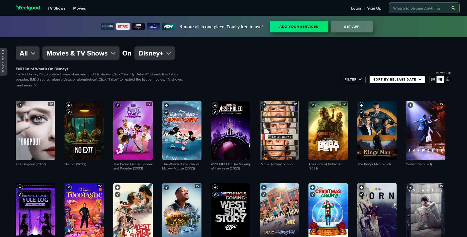 ReelGood показывает фильмы на Disney Plus