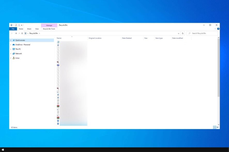 Восстановить корзину в Windows 10