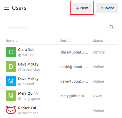 Список пользователей Rocket.Chat