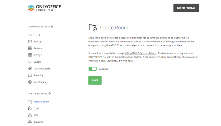 Habilitar Private Rooms en ONLYOFFICE