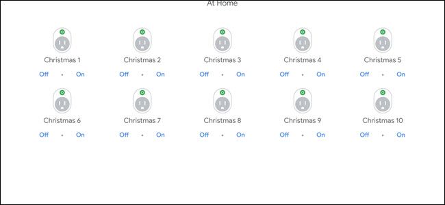 Google App with devices named Christmas 1 through Christmas 10