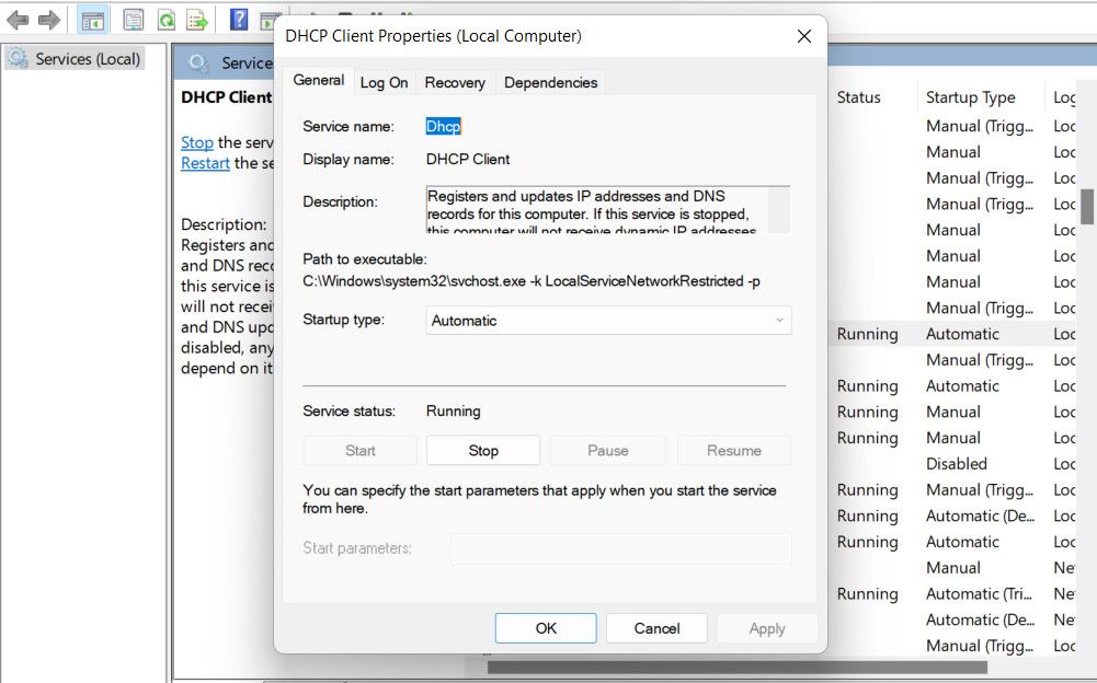 Перезапуск службы DHCP