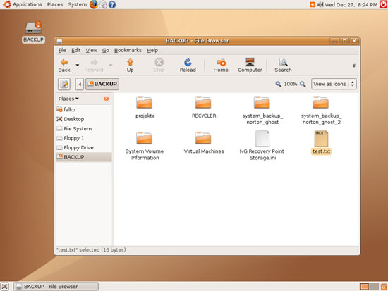 Новый файл на NTFS-диске, подтверждение успешной записи
