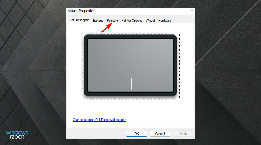 Вкладка Указатели в окне Свойства: смена схемы указателей