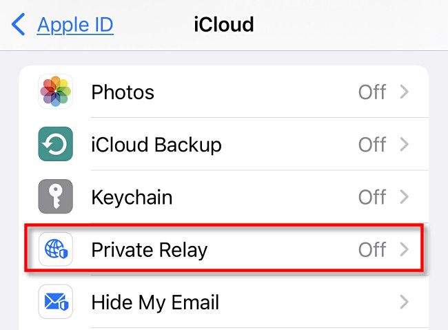 In iCloud Settings, tap