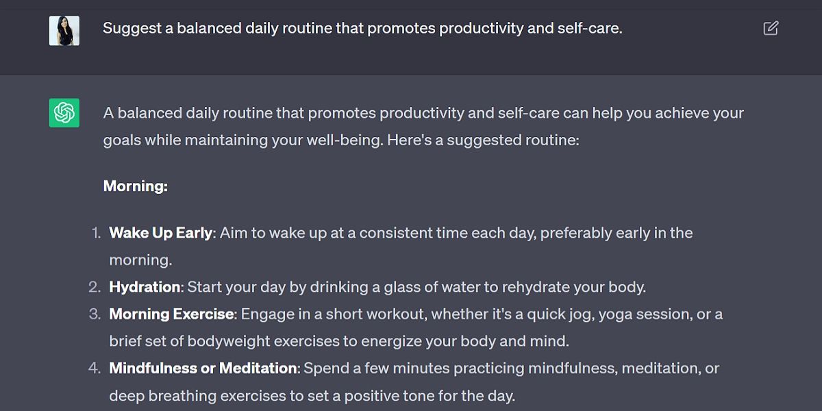ChatGPT prompt for personal time management