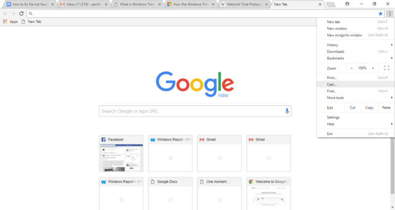 Окно обновления Chrome