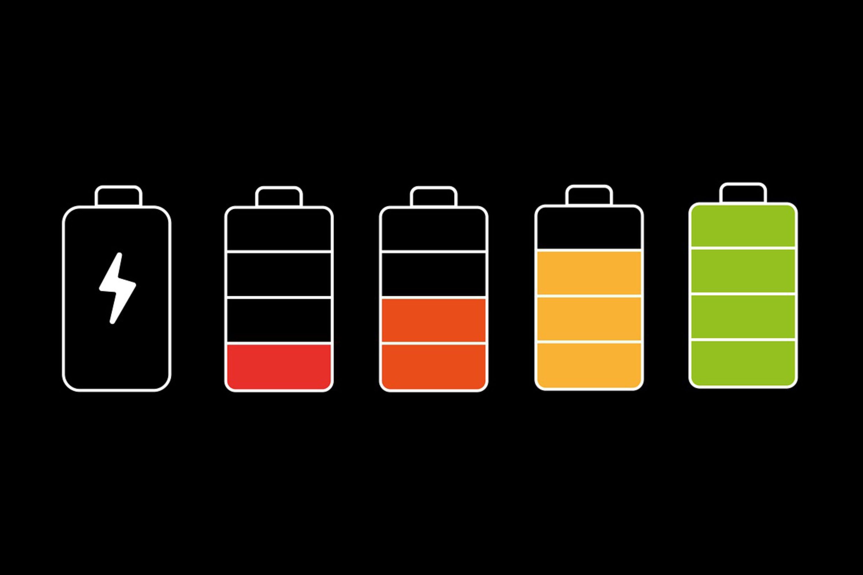 Анимация уровня заряда батареи от низкого к высокому