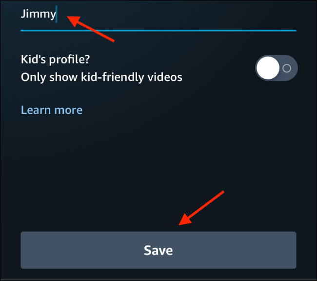 Кнопка «Сохранить» при создании профиля