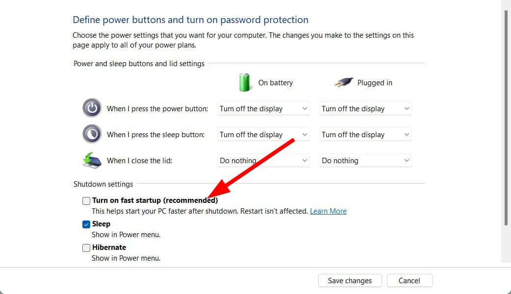 turn off fast startup