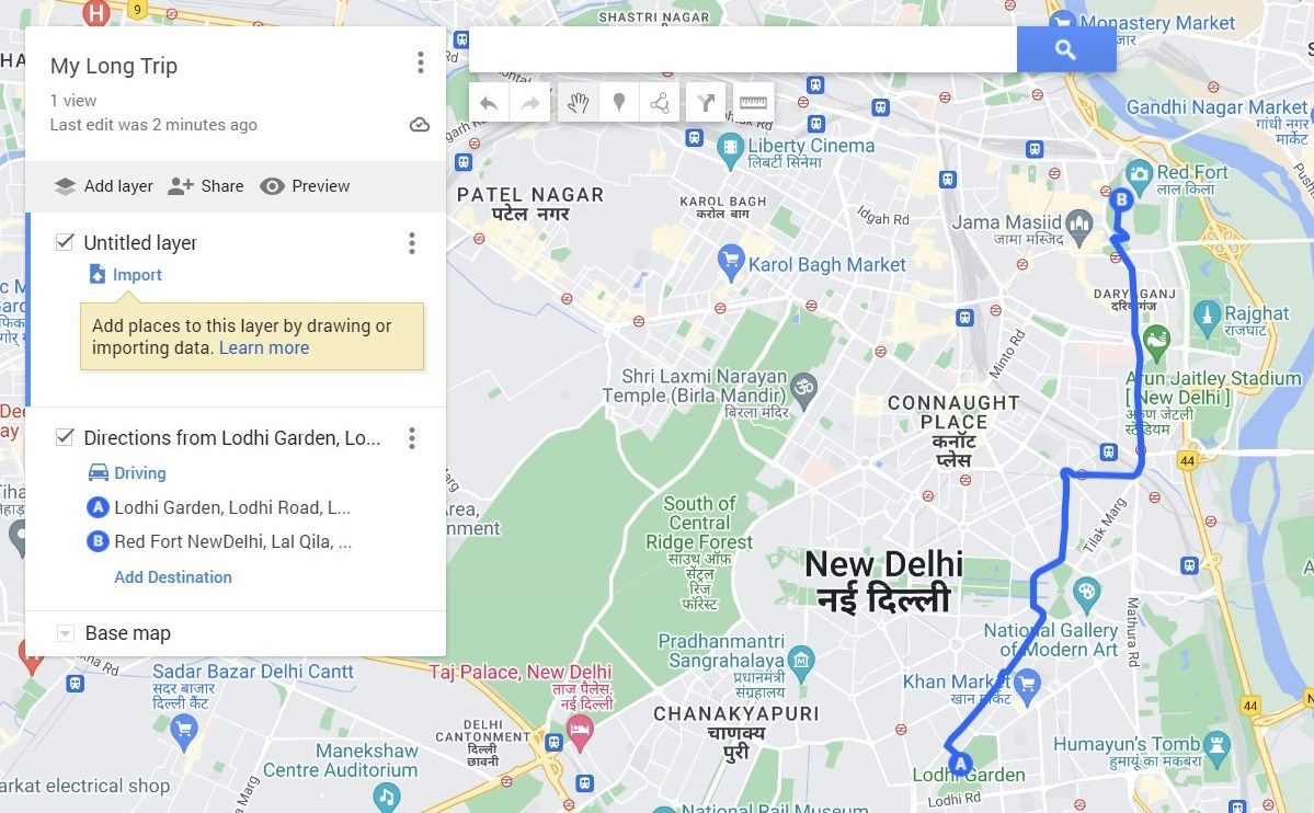 Добавление точки назначения в новой карте