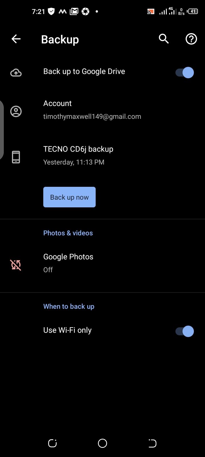 Встроенная функция резервного копирования в Android