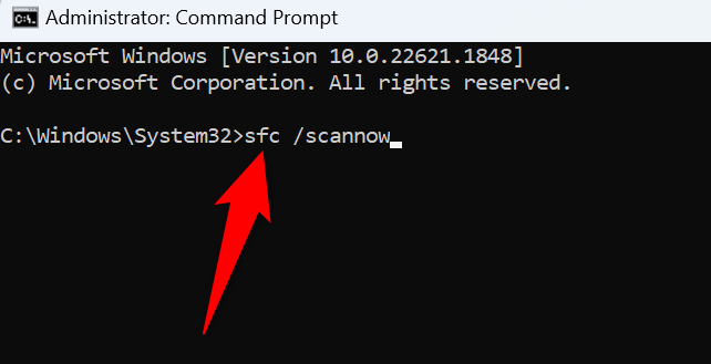 Запуск проверки sfc /scannow.
