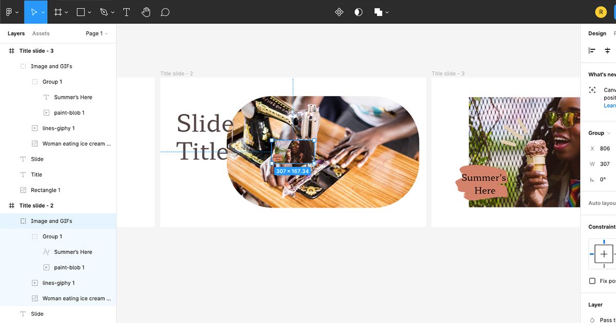 Figma с двумя фреймами и изображениями.