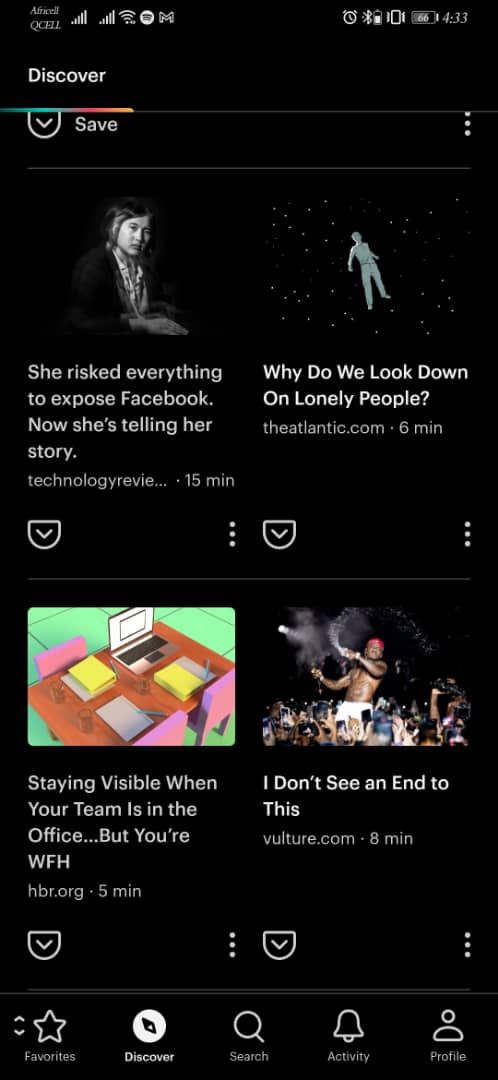 Скриншот интерфейса для сохранения статей в офлайн-режиме