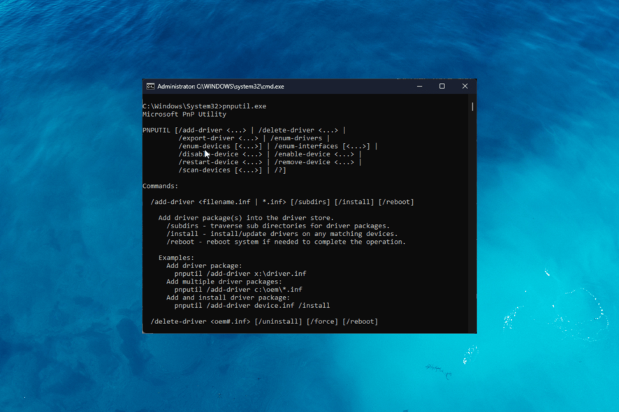 PnPUtil.exe — руководство по драйверам Windows