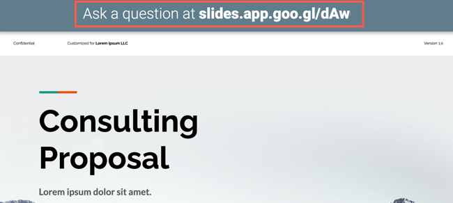Ссылка для вопросов в Google Slides