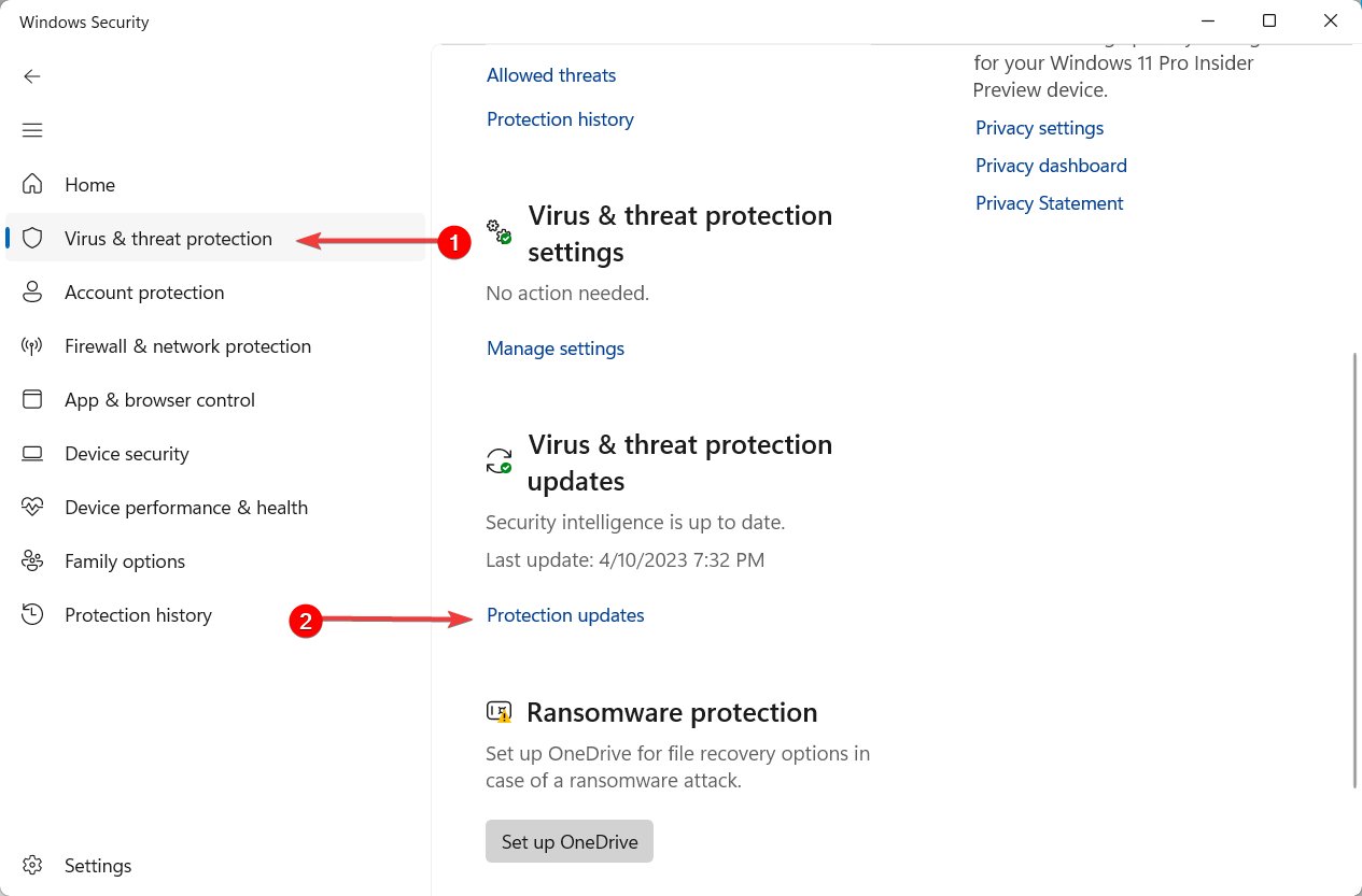 Обновления защиты