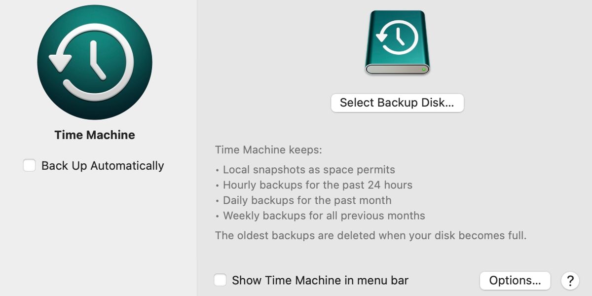 Time Machine preferences