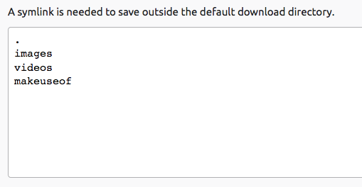 Настройки расширения Save In — список папок для сохранения