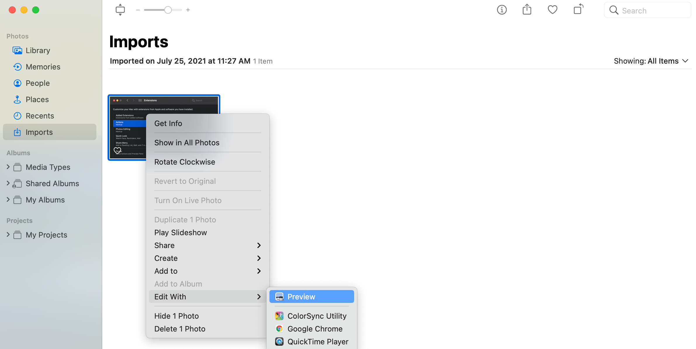 Доступ к Markup через приложение Фото на Mac