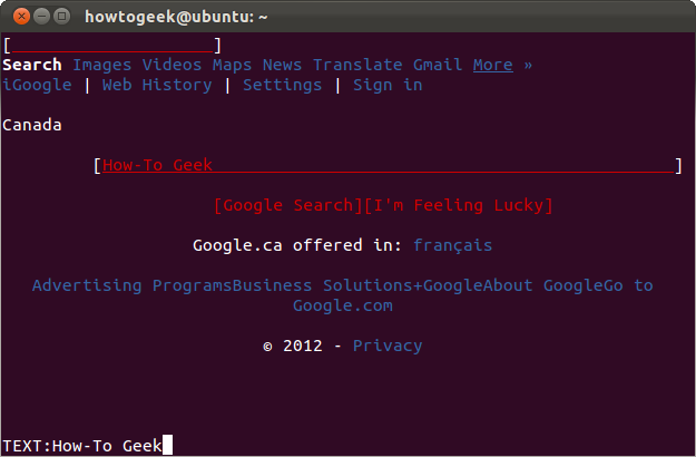 Пример ещё одного экрана W3M с содержимым страницы