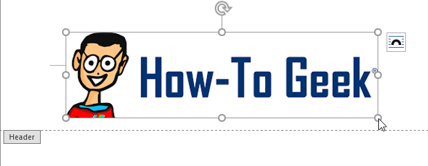 Изменение размера изображения в колонтитуле