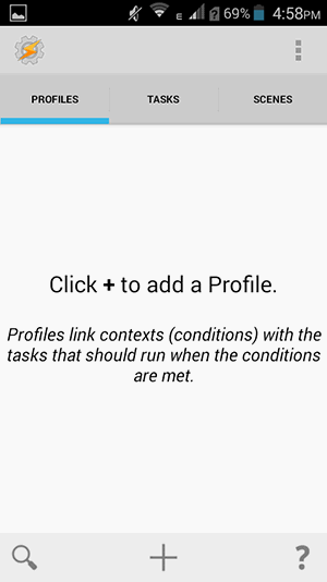 Taskerでプロファイルを追加する画面のスクリーンショット
