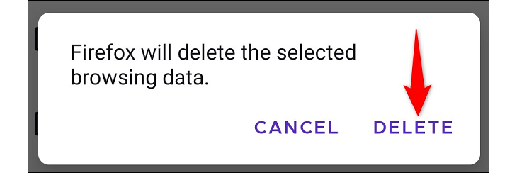 Подтвердите удаление в Firefox.