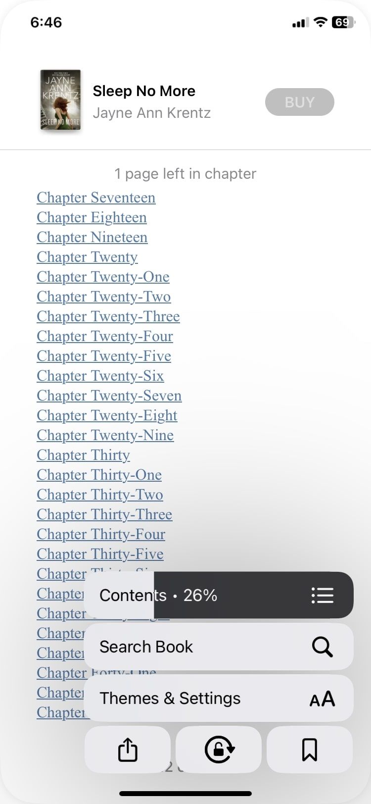Опция Темы и Настройки в меню Apple Books