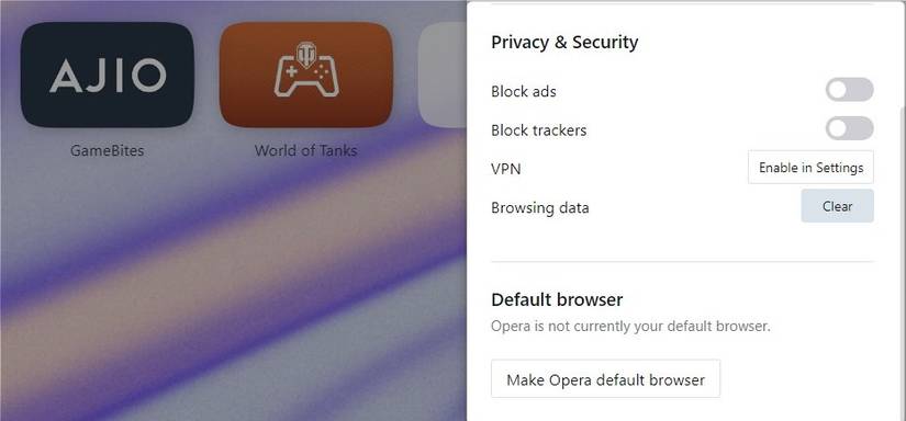 Очистка данных Opera