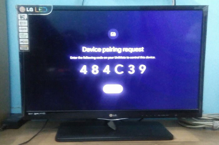 Пароль для сопряжения с Unimote на телевизоре