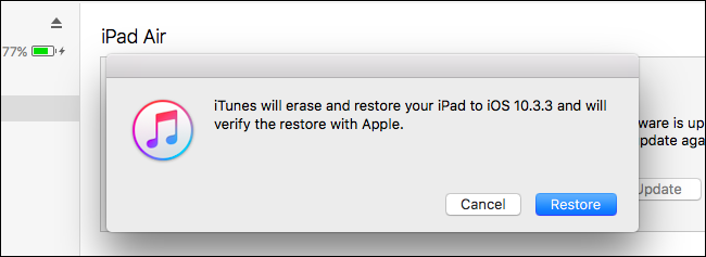 Сообщение об ошибке iTunes при несовпадающем файле IPSW