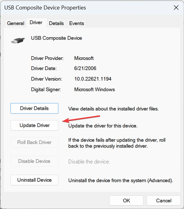 Обновление драйвера USB