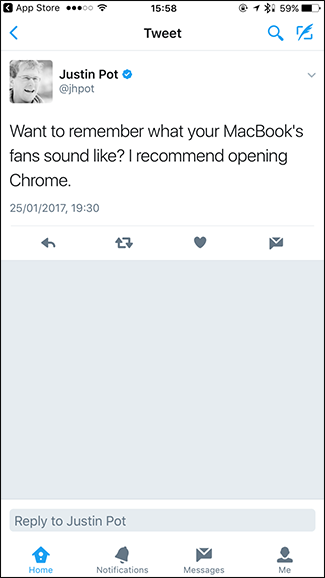 Вариант блокации в мобильном приложении — меню твита